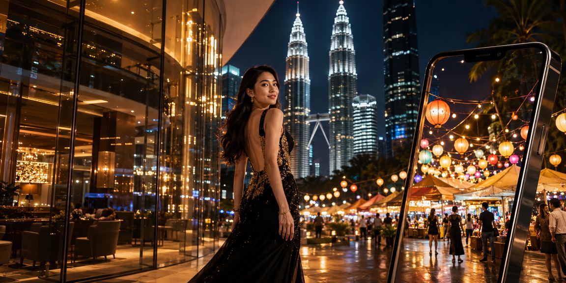 Pengguna Malaysia mengakses platform taruhan sukan melalui telefon pintar di Kuala Lumpur