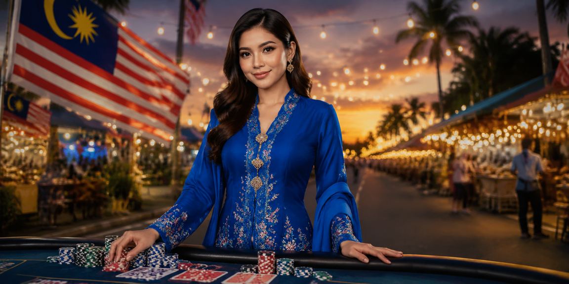 Pertandingan poker dengan pemain memakai baju kurung